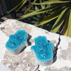 "Blue Hamsa Hand Soaps"