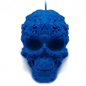 Kerze Blauer Totenkopf