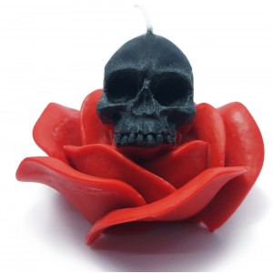 "Rose Skull Candle"