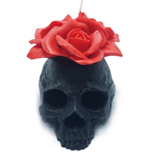 Candle Skull With Roses