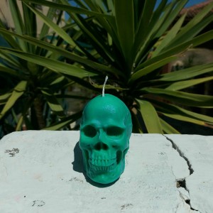 Candle Green Skull