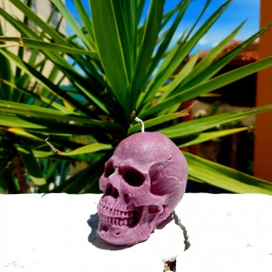"Purple Skull Candle"