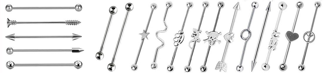Κοσμήματα Industrial piercing από πραγματικό ανοξείδωτο ατσάλι 316L που ονομάζεται επίσης και χειρουργικό ατσάλι.